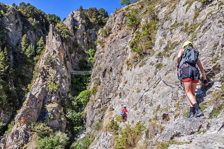 Rock climbers at Via Ferrata Canal del Grau