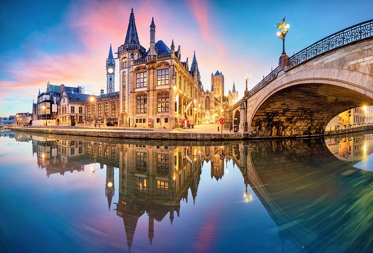 Canal in the old town of Ghent, Belgium