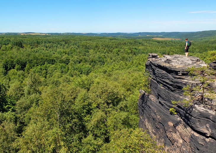 Hiker enjoying the view in Bohemian Switzerland National Park