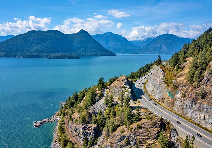 Aerial view of the Sea to Sky Highway