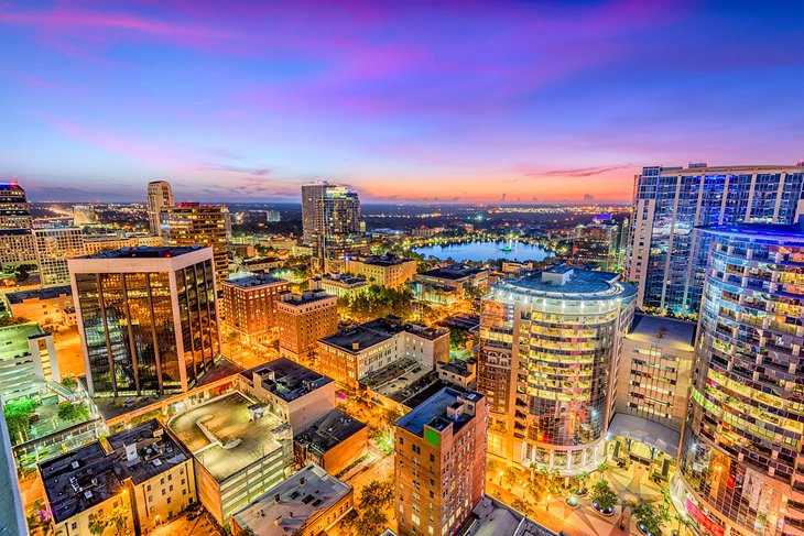 Downtown Orlando at sunset