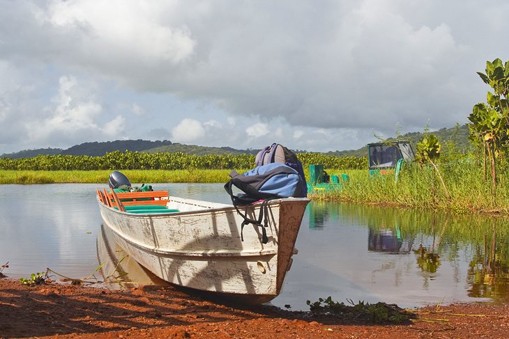 Boat in the Tresor Nature Reserve