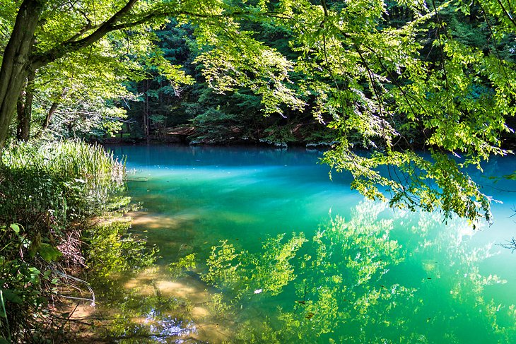 The turquoise waters of the Eye of the Sea Lake, Aggtelek National Park