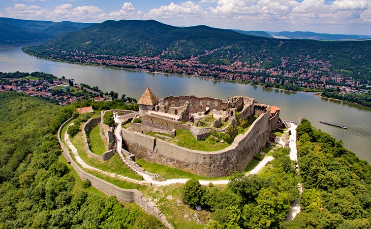Aerial view of the old citadel in Visegrád
