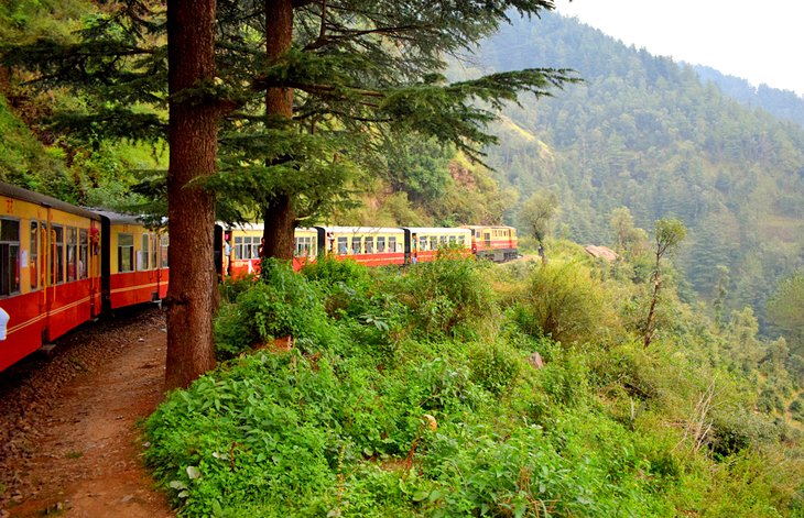 Colorful train near Shimla
