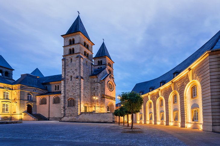 Benedictine Abbey in Echternach at night