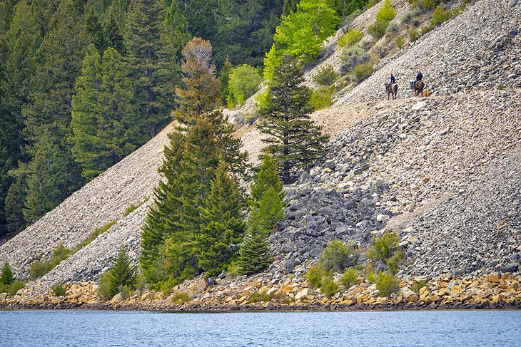 Horseback riders above Browns Lake, Montana