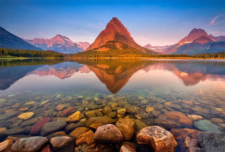Sunrise before the crowds at Swiftcurrent Lake, Glacier National Park
