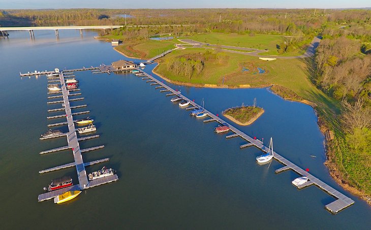 Aerial view of Caesar Creek Lake