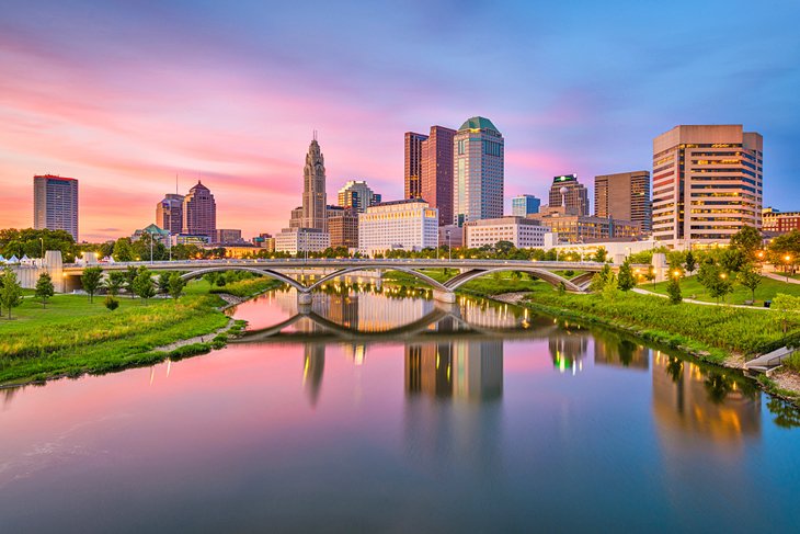 Downtown Columbus at dusk