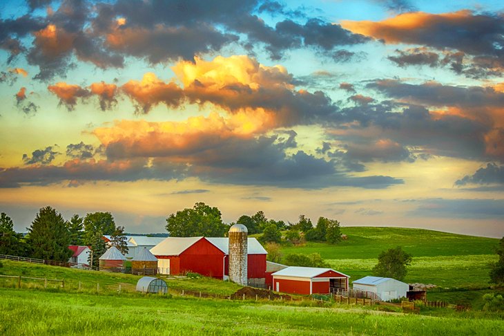 Ohio farm at dusk