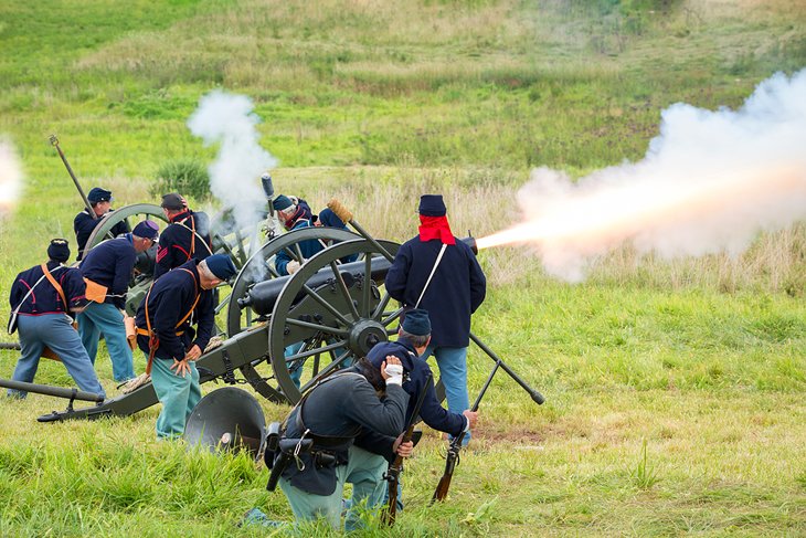 Reconstitution militaire sur le champ de bataille de Gettysburg