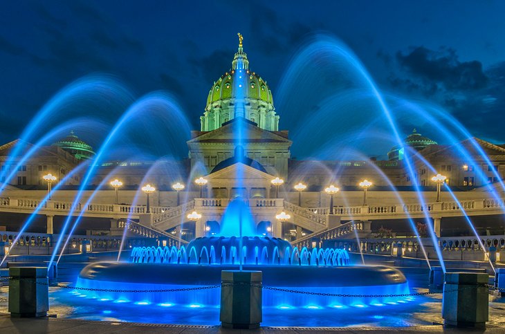 Capitole de l'État de Pennsylvanie la nuit