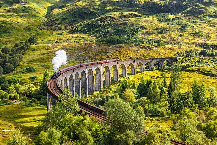 Jacobite steam train on the Glenfinnan Viaduct