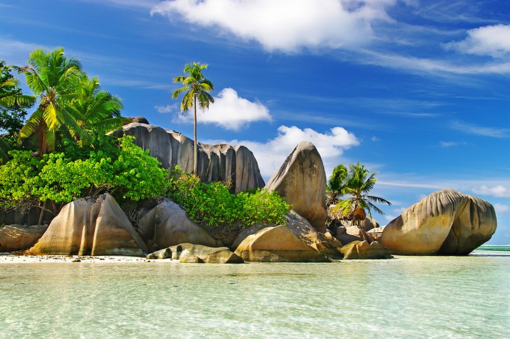 Granite boulders on the beach at La Digue, Seychelles