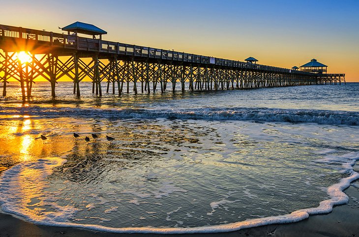 Pier at Folly Beach at sunset