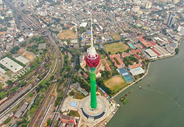Aerial view of the Colombo Lotus Tower