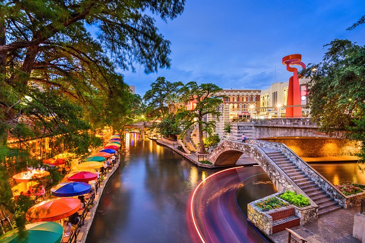 San Antonio River Walk at night