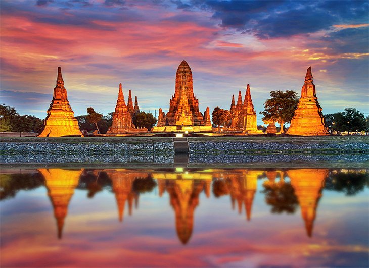 Wat Chaiwatthanaram at sunset in Ayuttthaya