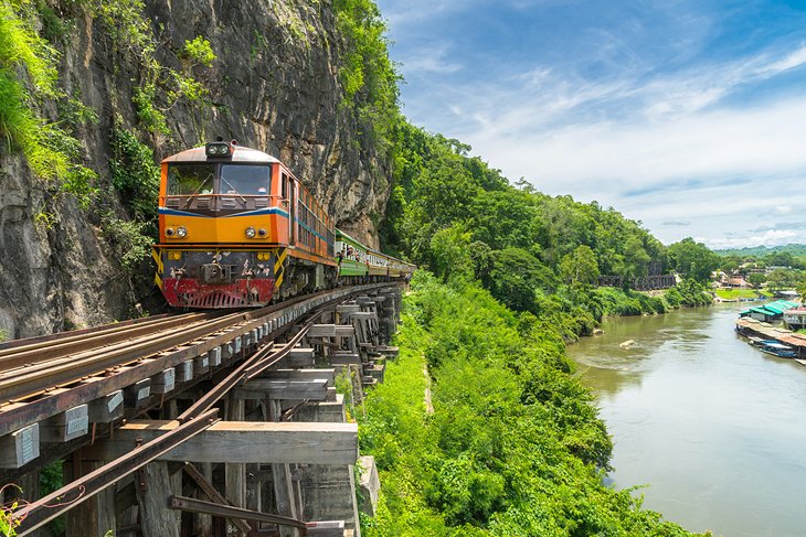 Train on the bridge over the River Kwai