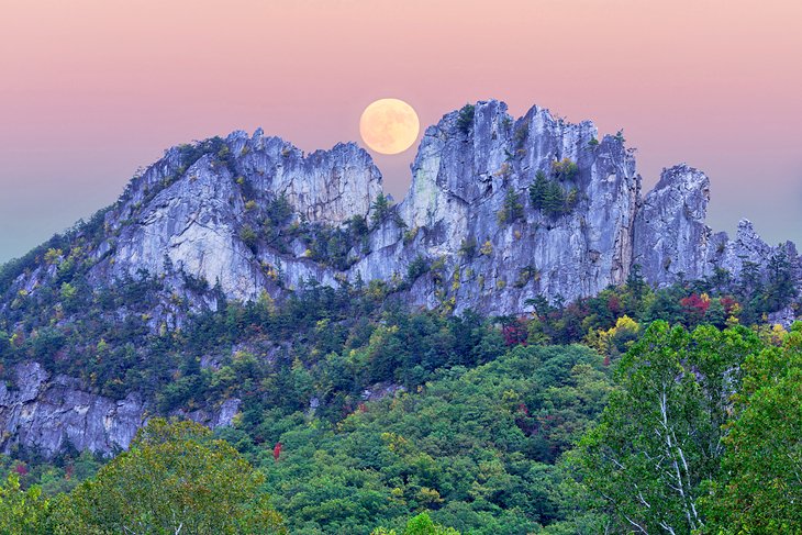 Supermoon over Seneca Rocks