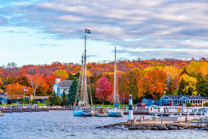 Sister Bay Harbor in the fall