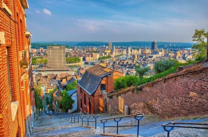 View of Liege Cityscape from the top of the Montagne de Beuren