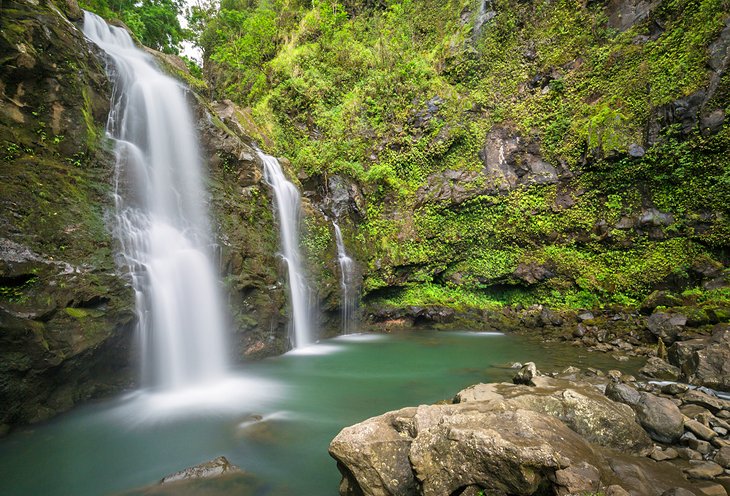 Three Bears Falls along the road to Hana in Maui