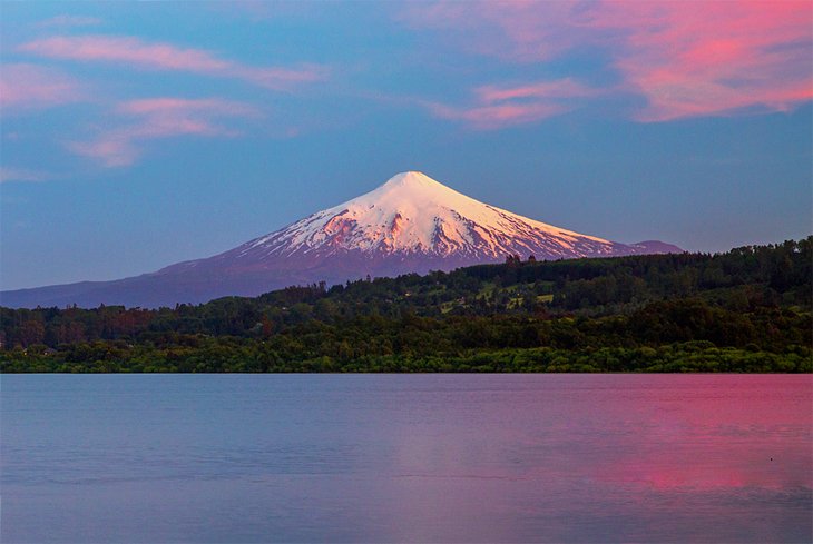 Villarrica volcano at sunset