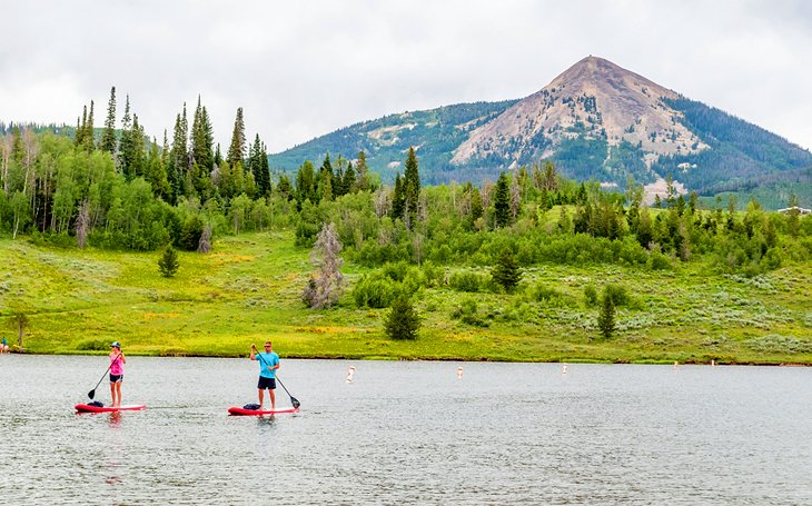 Stand up paddleboarding on Steamboat Lake