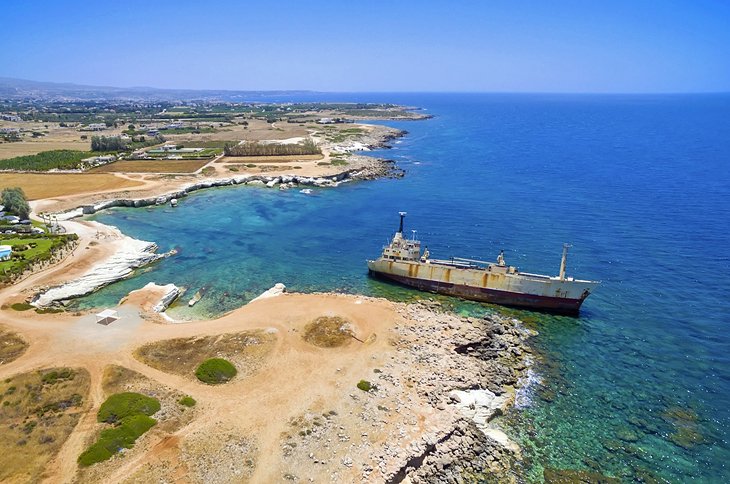 Aerial photo of the Edro III Shipwreck