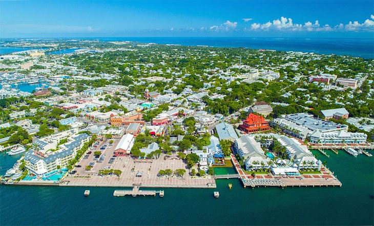 Aerial view of Mallory Square and Key West
