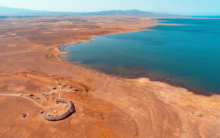 Aerial view of the Desert Museum and Lake Turkana