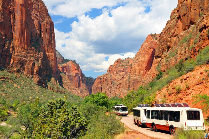 Free shuttle buses in Zion National Park