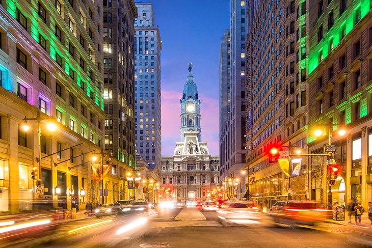 Streets of Philadelphia at sunset