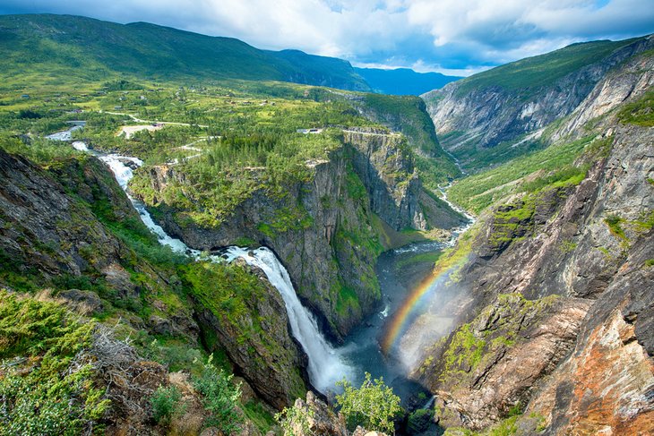 Rainbow over Vøringsfossen Waterfall