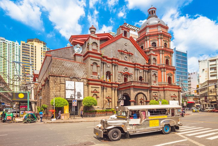 Jeepney in front of the Minor Basilica of Saint Lorenzo Ruiz, Manila