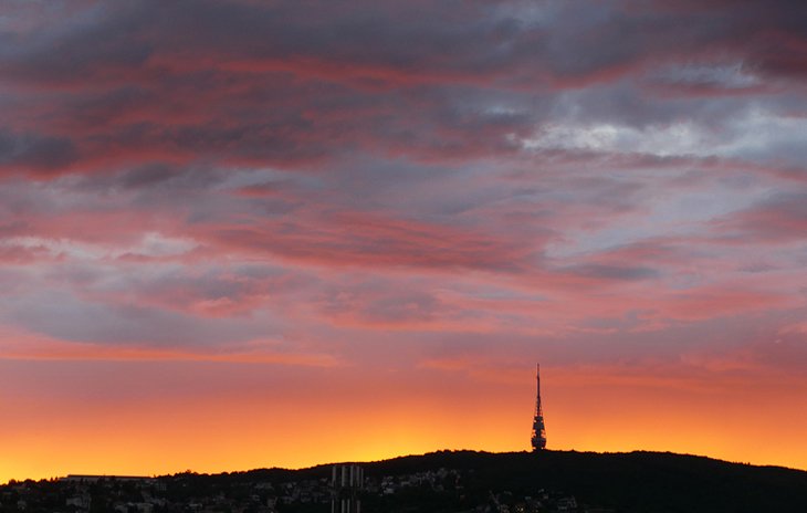 Kamzik TV Tower at sunset