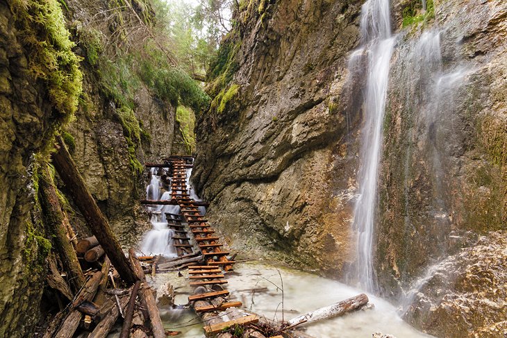 Ladders and waterfalls at Slovak Paradise National Park