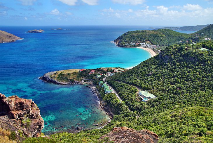 Aerial view of coastline and Flamands Beach