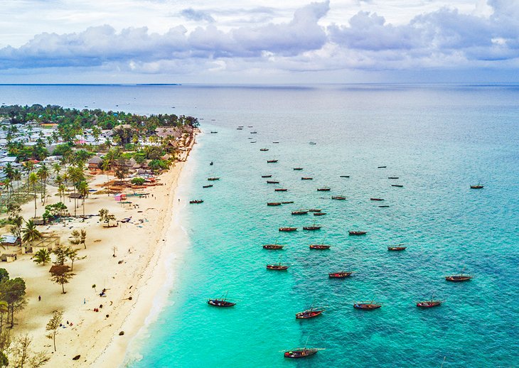 Aerial photo of Nungwi village in Zanzibar