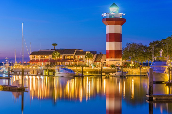 Hilton Head lighthouse at dusk