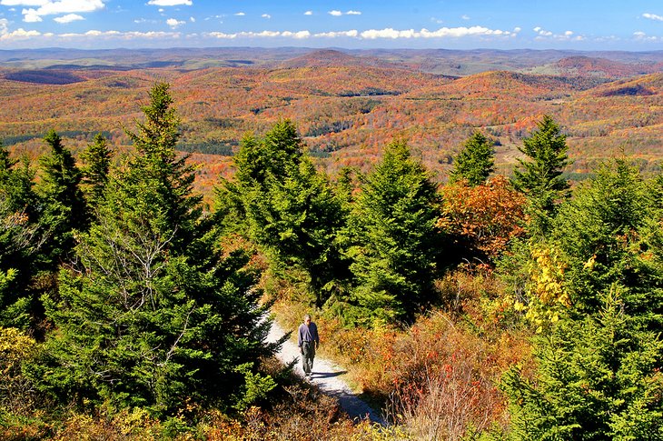 Hiker in West Virginia during autumn