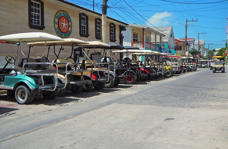 Golf carts parked in San Pedro