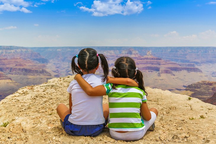 Kids enjoying the view at the Grand Canyon
