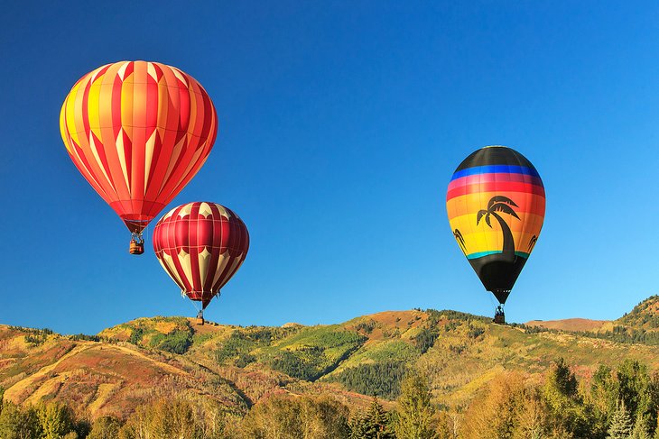 Colorful balloons above Park City, Utah