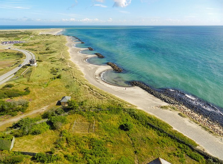 Aerial view of the beach at Grenen