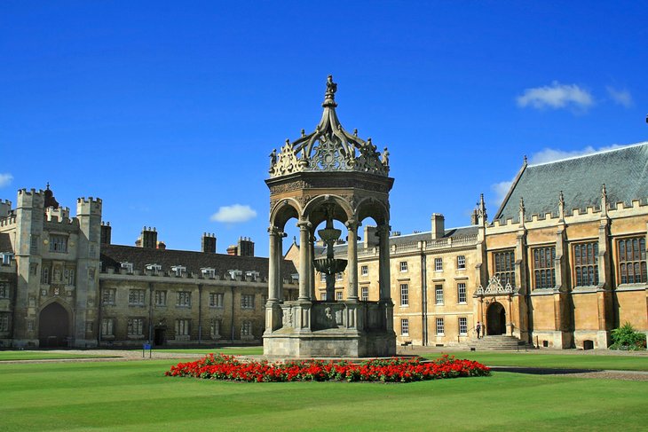 The inner courtyard of Trinity College, Cambridge