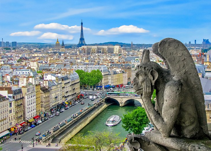 Gargoyle of Notre Dame overlooking Paris