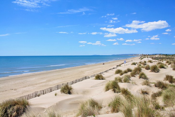 Sand dunes and deserted beach at Plage de l'Espiguette